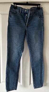 Express Women's Mid Rise Skinny Button Fly Jeans Dark Wash Size 10R
